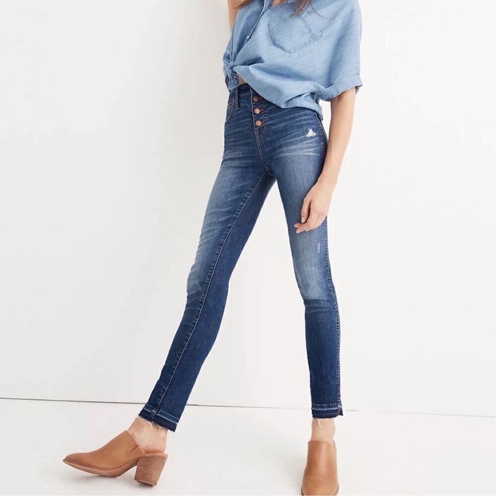 Madewell Women's 10" High Rise Skinny Jeans Size 29 Style H6319 Drop Hem Edition